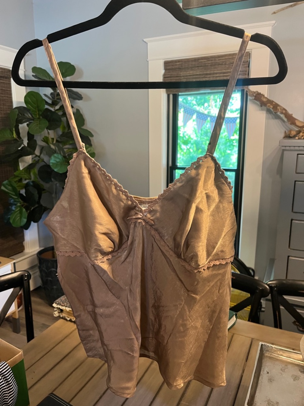 No Boundaries Satin Lace-Trim Camisole - Taupe